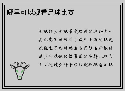 哪里可以观看足球比赛